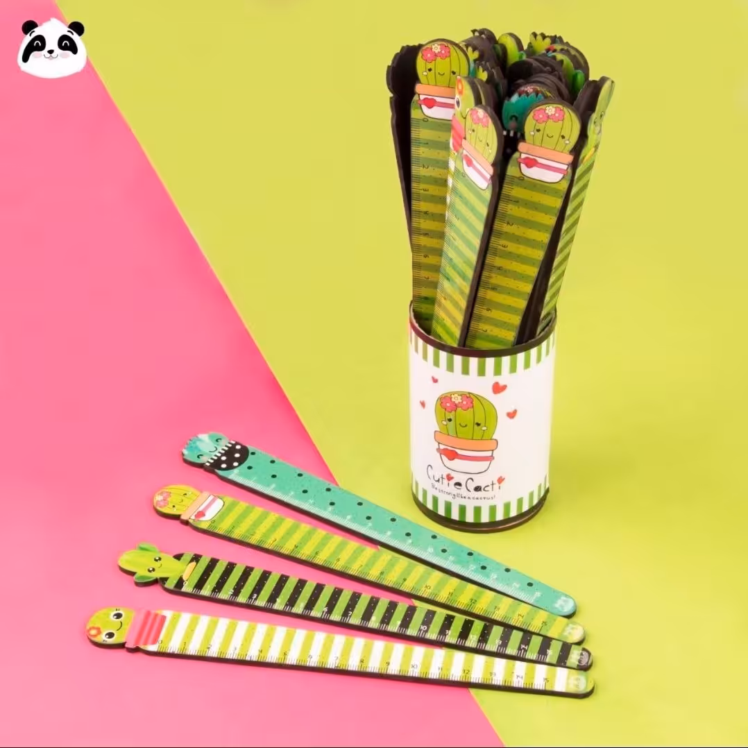 خط کش فانتزی چوبی طرح  کاکتوس