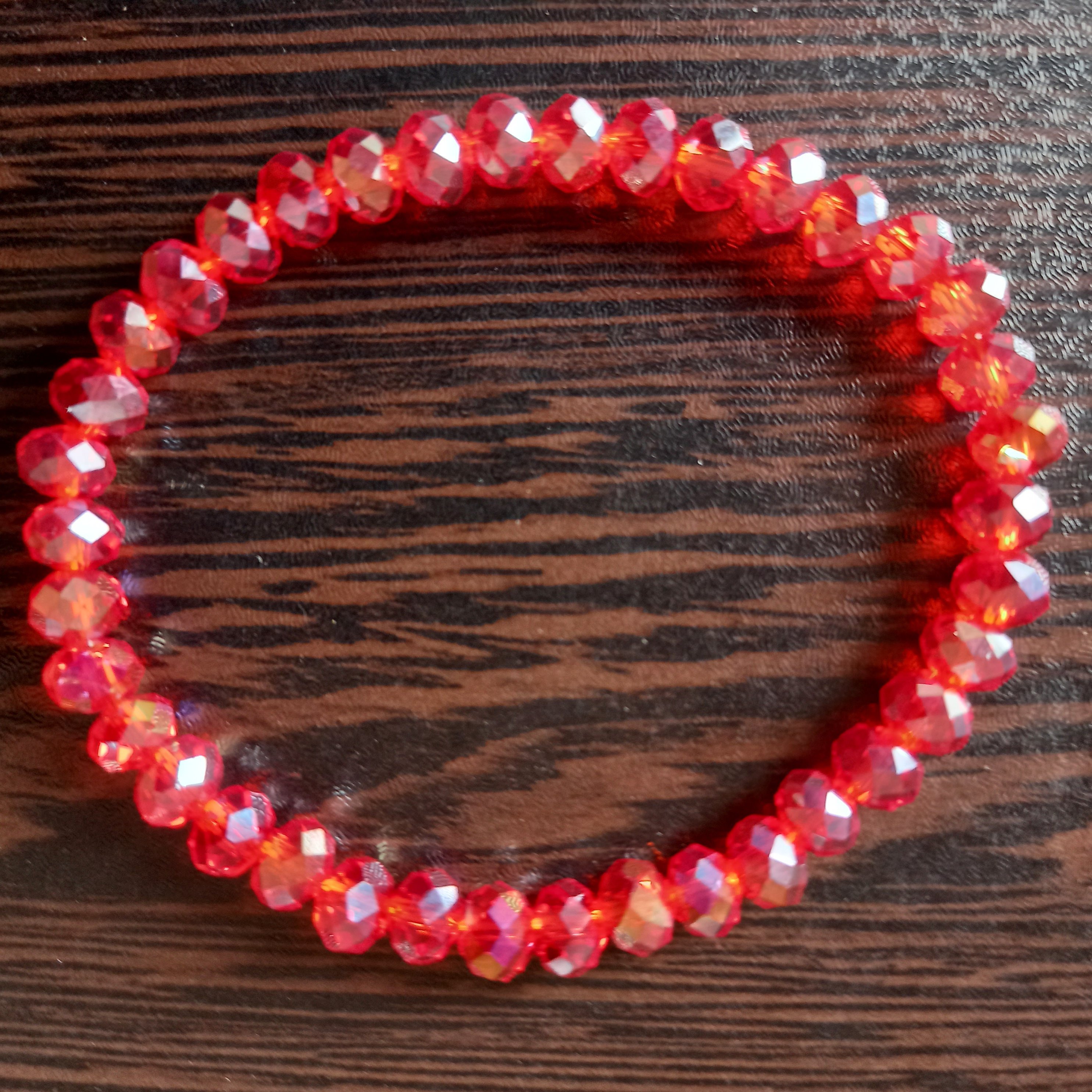 دستبند کریستالی ساده قرمز