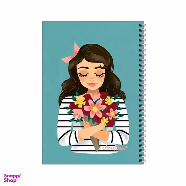 دفتر مشق 80 برگ بامبیلیپ طرح دختر و دسته گل کد 7683298