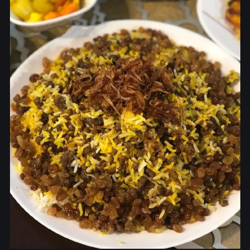 عدس پلو خانگی با کشمش 500 گرمی