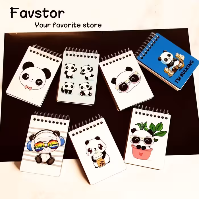 دفترچه جلد چوبی طرح پاندا