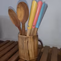 قاشق گود چوبی ، دسته رنگی مناسب برای پخت و پز 