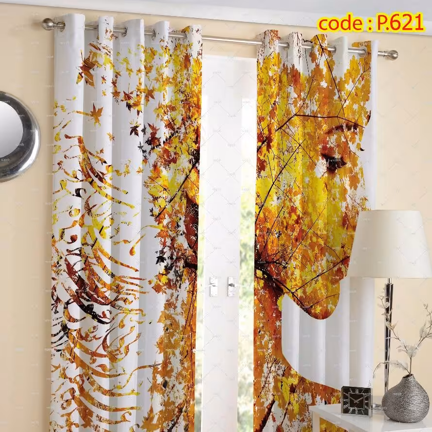 پرده اتاق خواب دخترانه دو قواره طرح خط نستعلیق کد P621