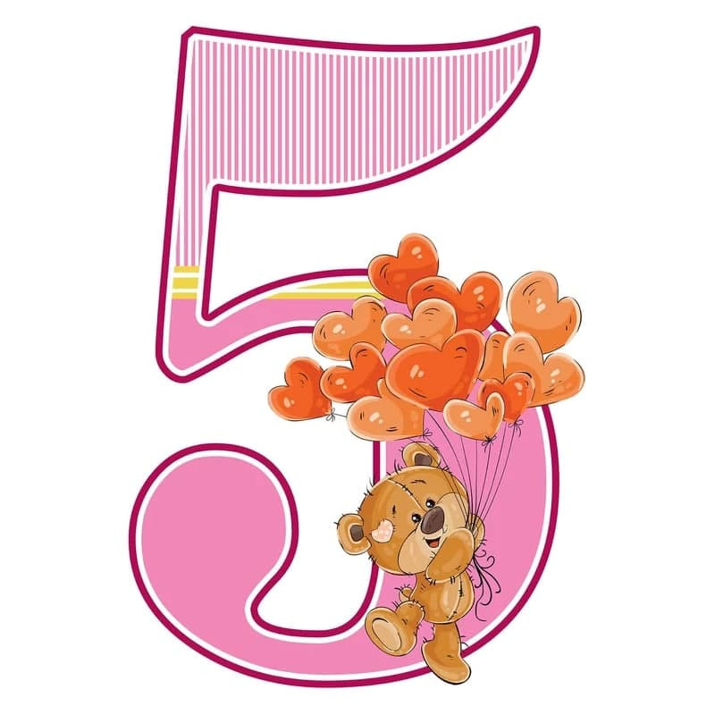 استند رومیزی تولد مدل عدد 5 طرح تدی