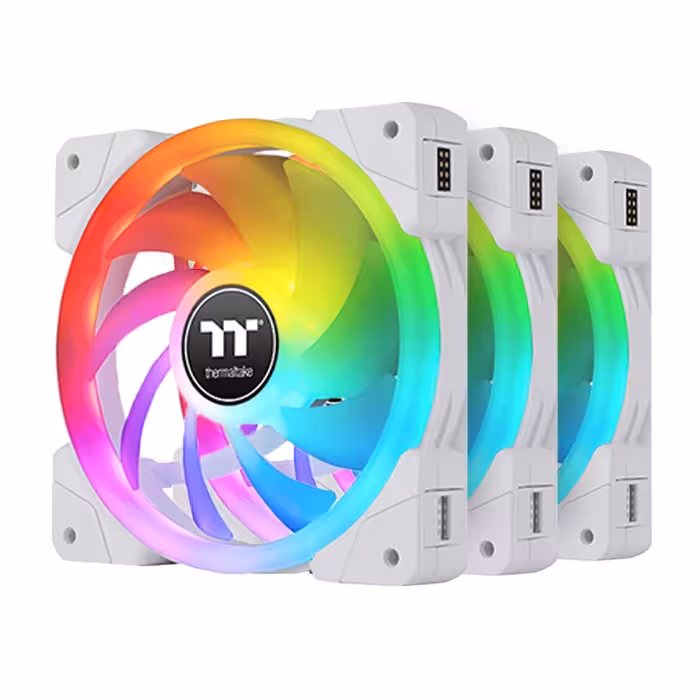فن کیس ترمالتیک مدل SWAFAN EX12 RGB PC Cooling Fan White TT Premium Edition پک 3 عددی