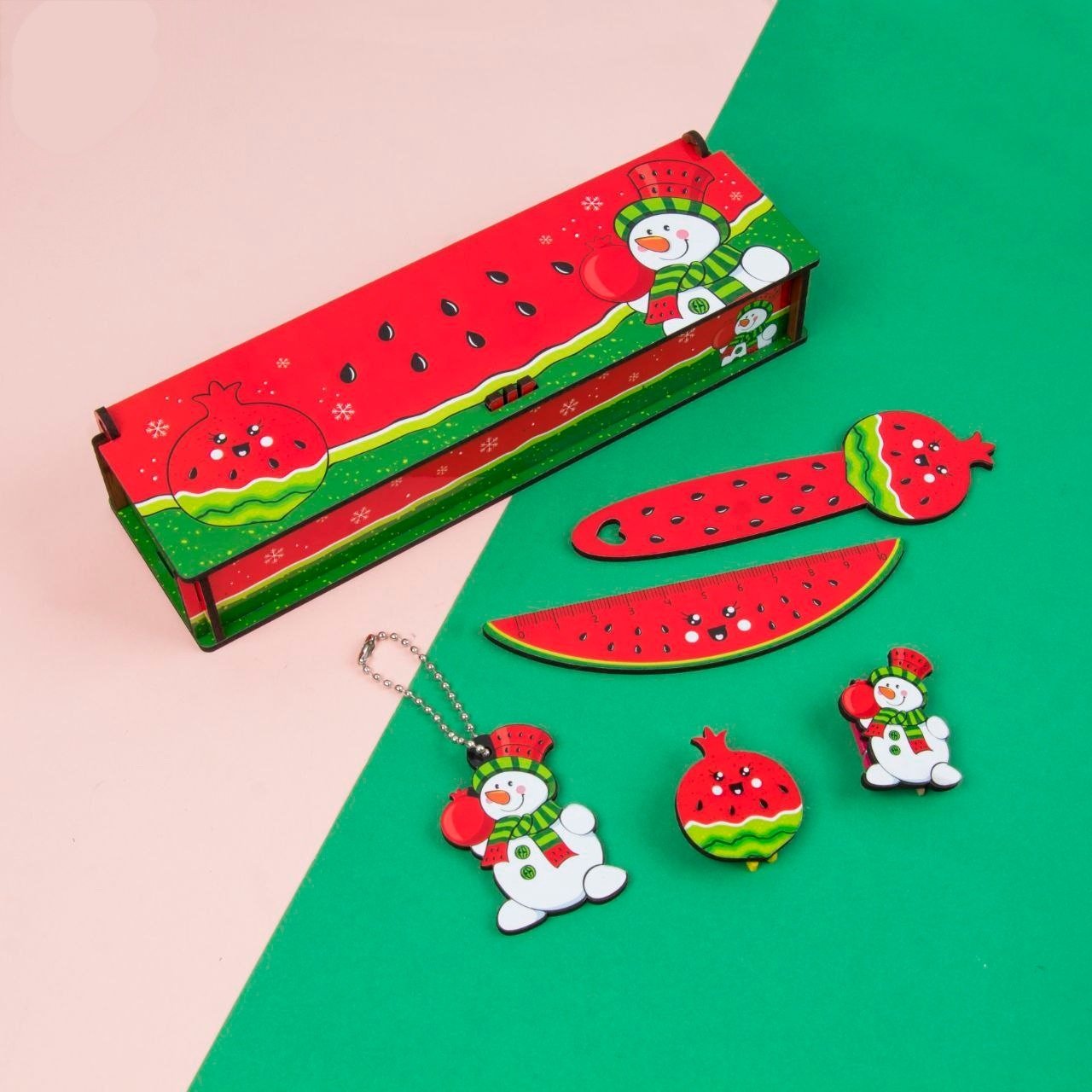 یلدایی.پک 5 تکه جامدادی چوبی یلدا