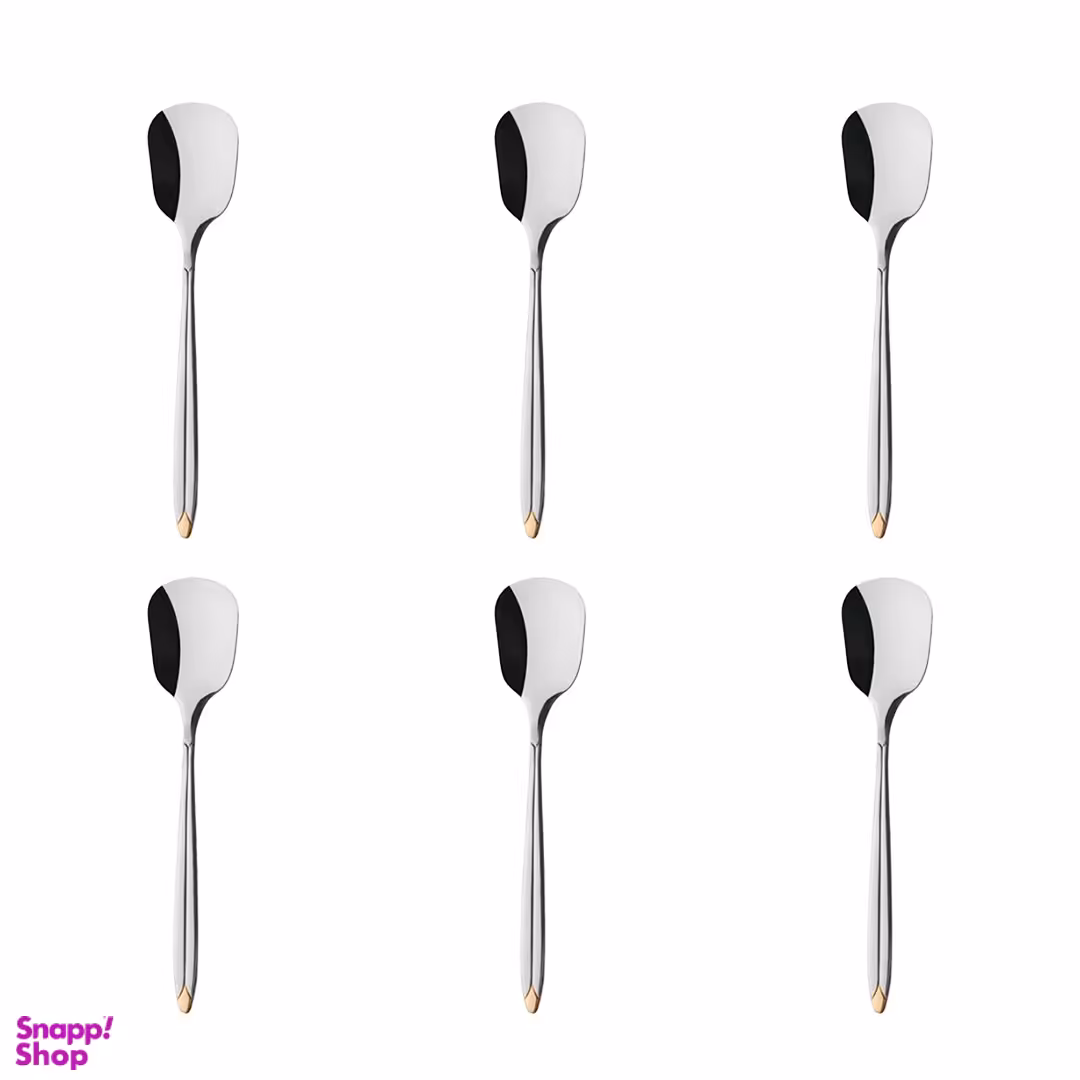 قاشق بستنی خوری ناب استیل مدل پالرمو دورطلایی بسته 6 عددی