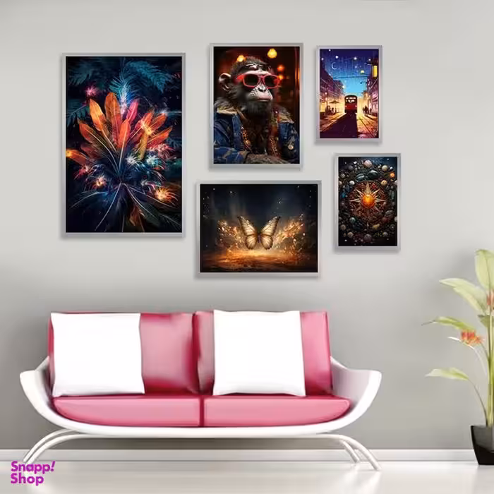 تابلو بکلیت طرح گل و پروانه طلایی مدل SI-1246 مجموعه 5 عددی