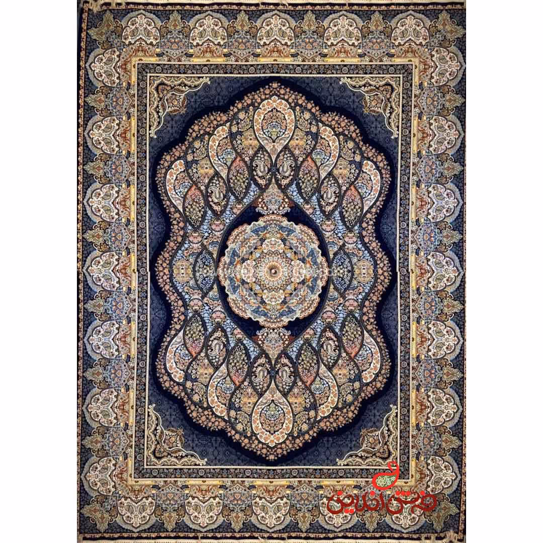 فرش ماشینی شاهکار صفویه 3780 سرمه ای