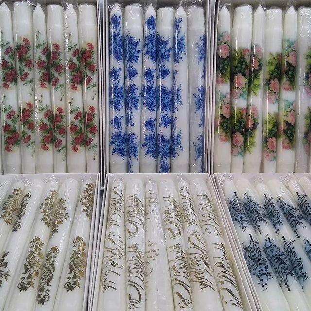 شمع قلمی طرح دار 20 سانت