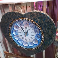 ساعت قلبی خاتم کاری با صفحه ی مینا  سایز بزرگ
