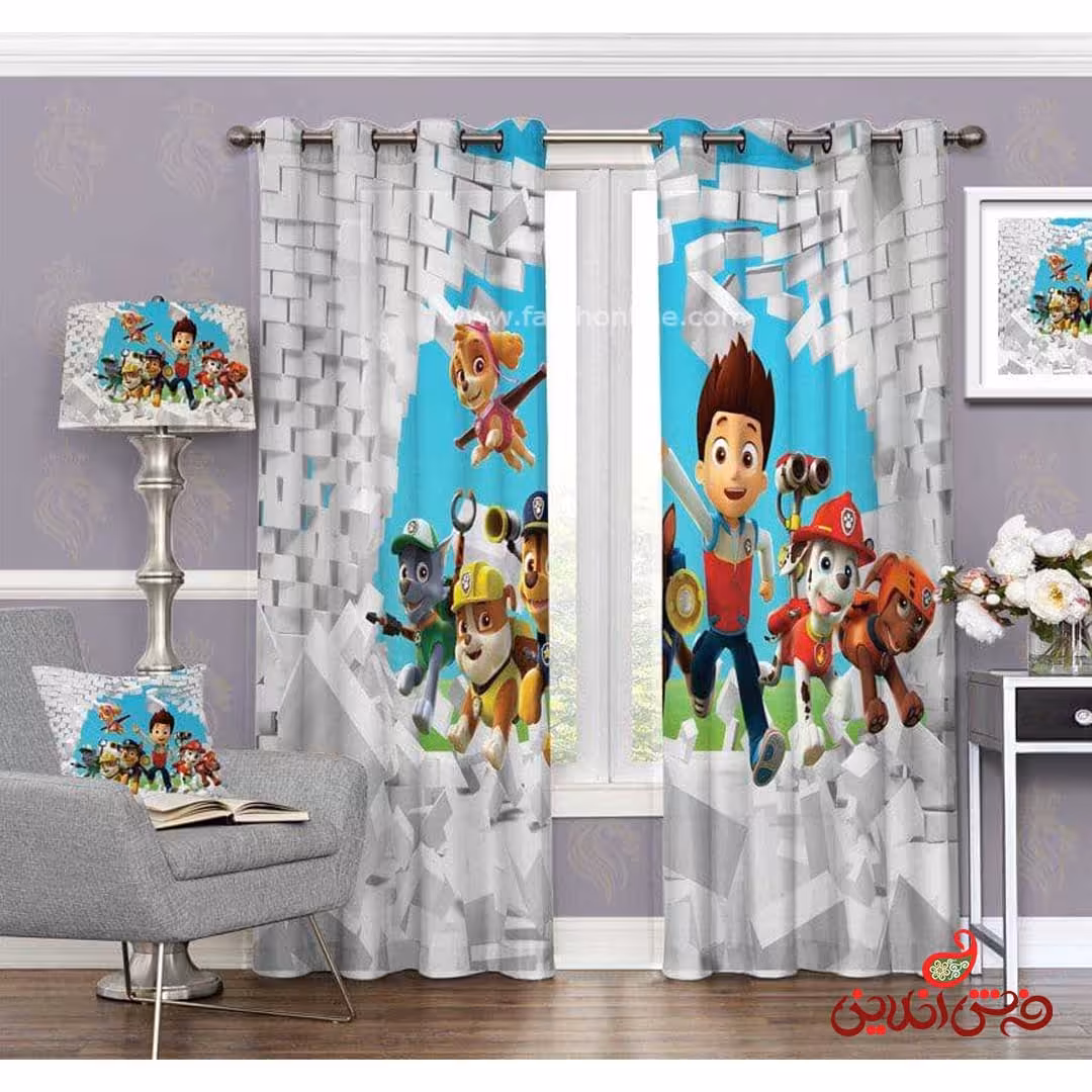 پرده 2عددی کودک سگ های نگهبان کد 3670