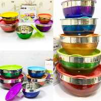 ست کاسه استیل رنگی درب دار