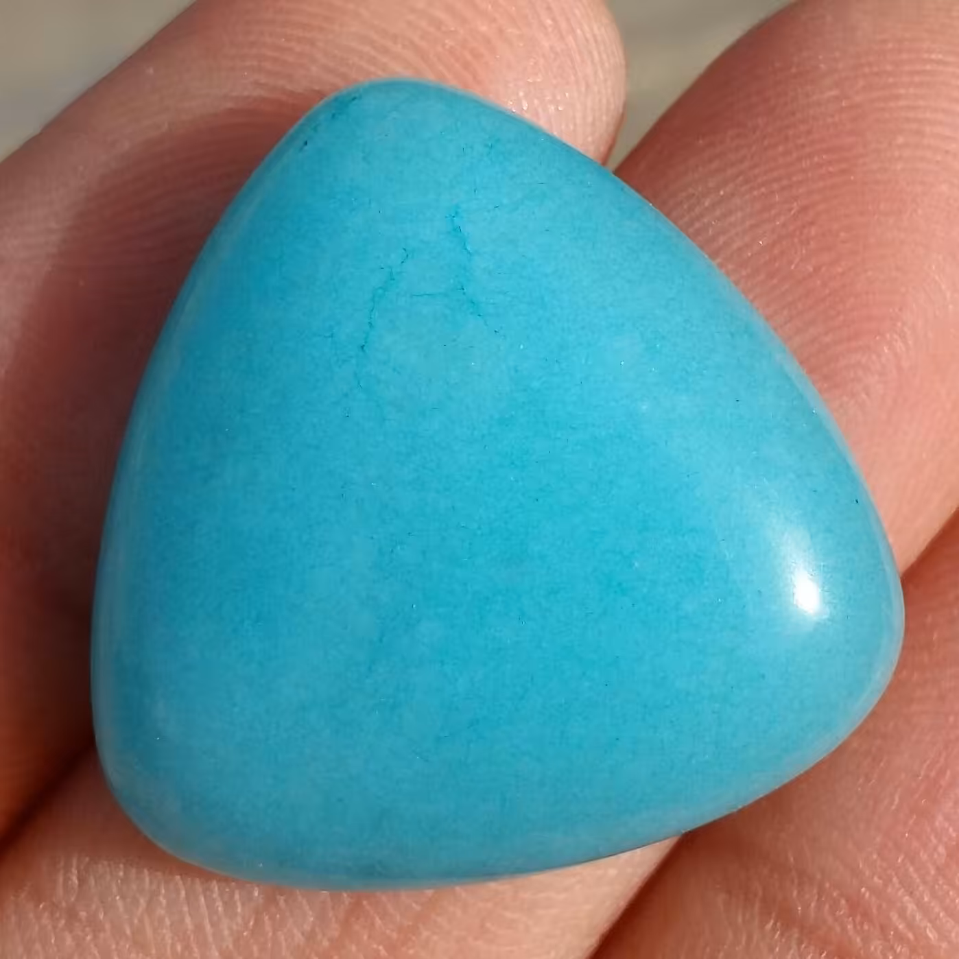 نگین معدنی جید آبی تراش 3 گوش (مثلثی) خاص 100 در 100 طبیعی شاهکار خلقت سایز مدالی کد 9170