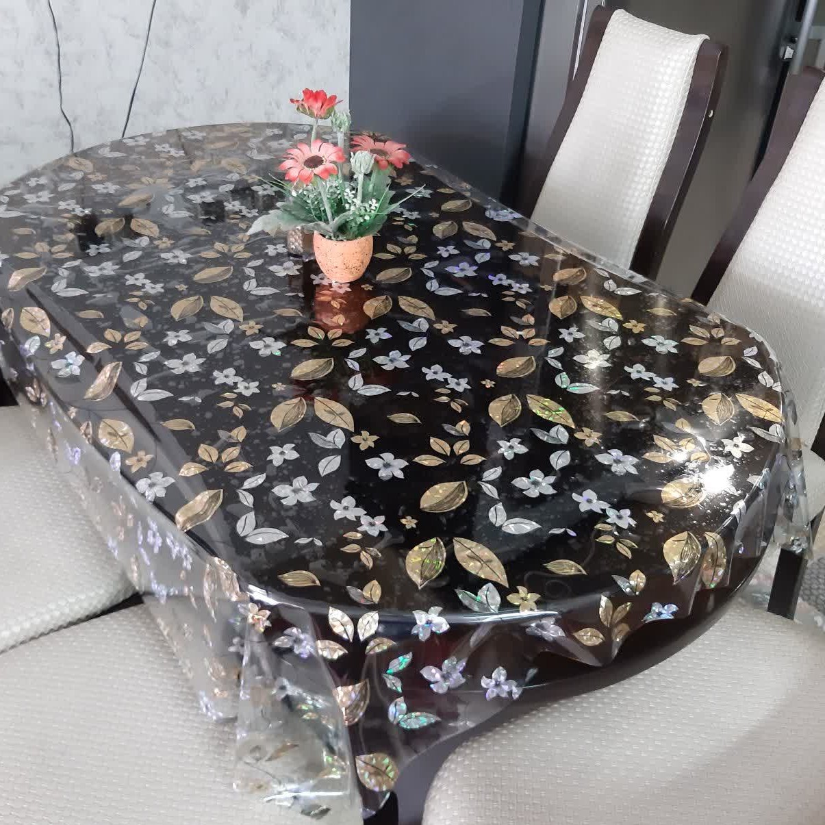 سفره ی شیشه ای خارجی 160 سانتی عرض 137 