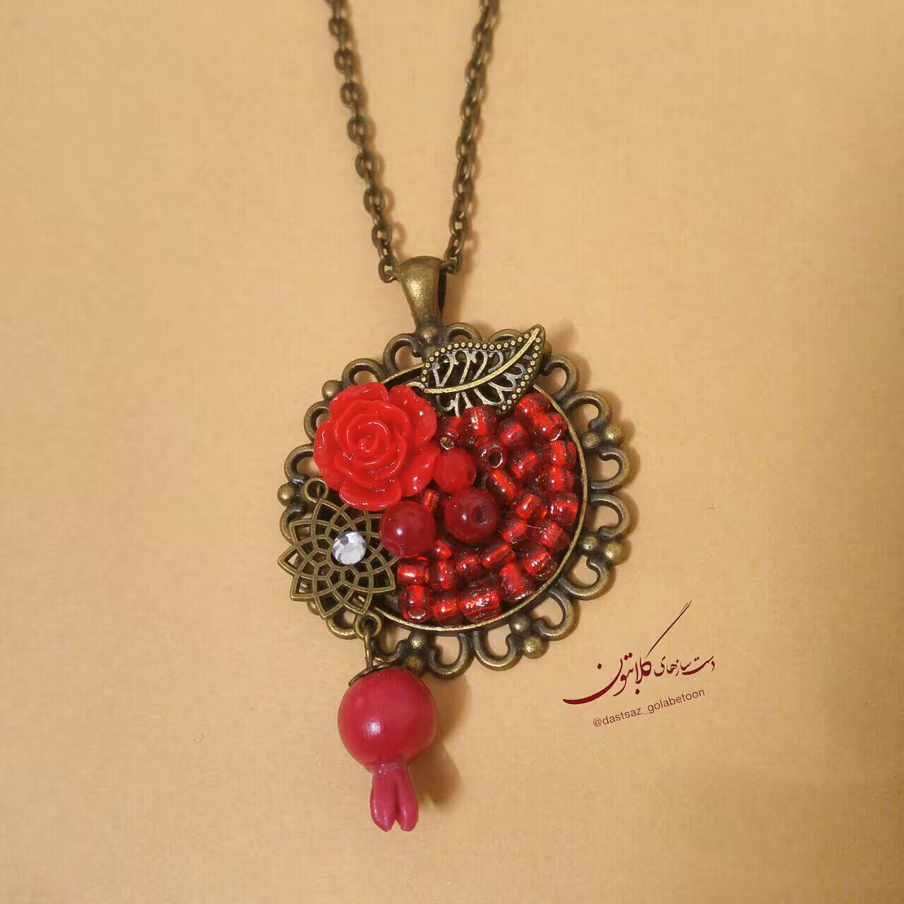رومانتویی برنز  سنتی گل سرامیکی قرمز انار یلدا گلابتون