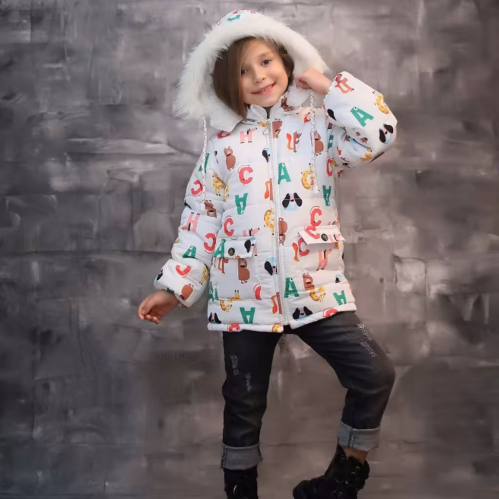 کاپشن دخترانه طرح دار