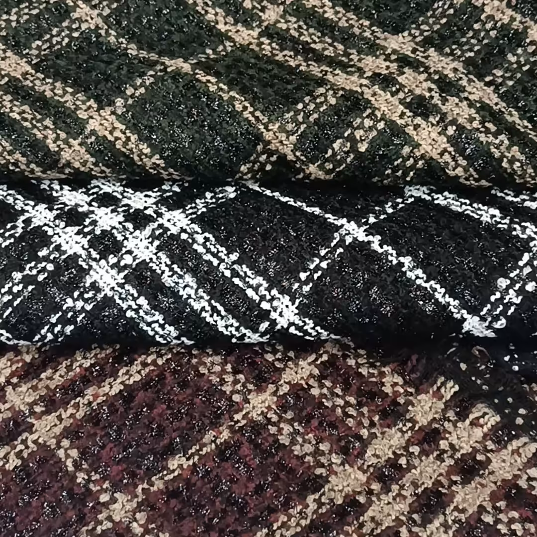 پارچه پالتو زمستانه شانل ترک چهارخانه لمه دار گرم بالا جنس درجه یک 