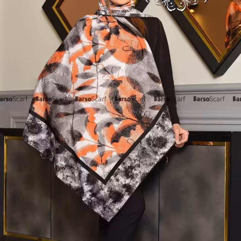 روسری طوسی نارنجی