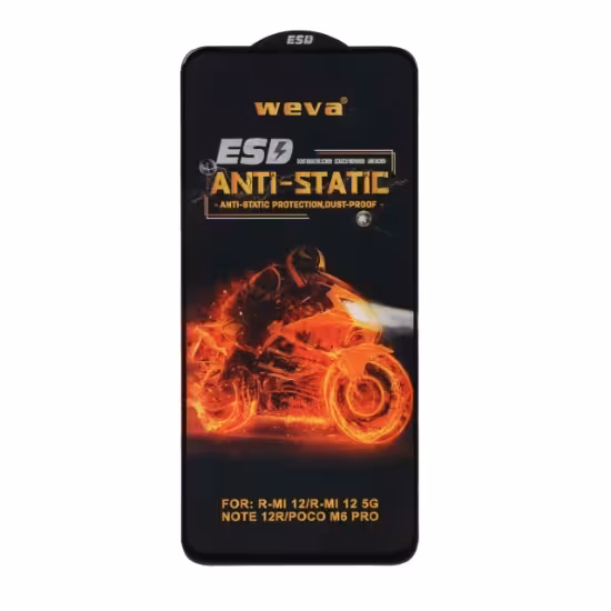 گلس گوشی Full Cover ESD Anti Static - Weva برای Xiaomi Redmi 12 / Poco M6 Pro