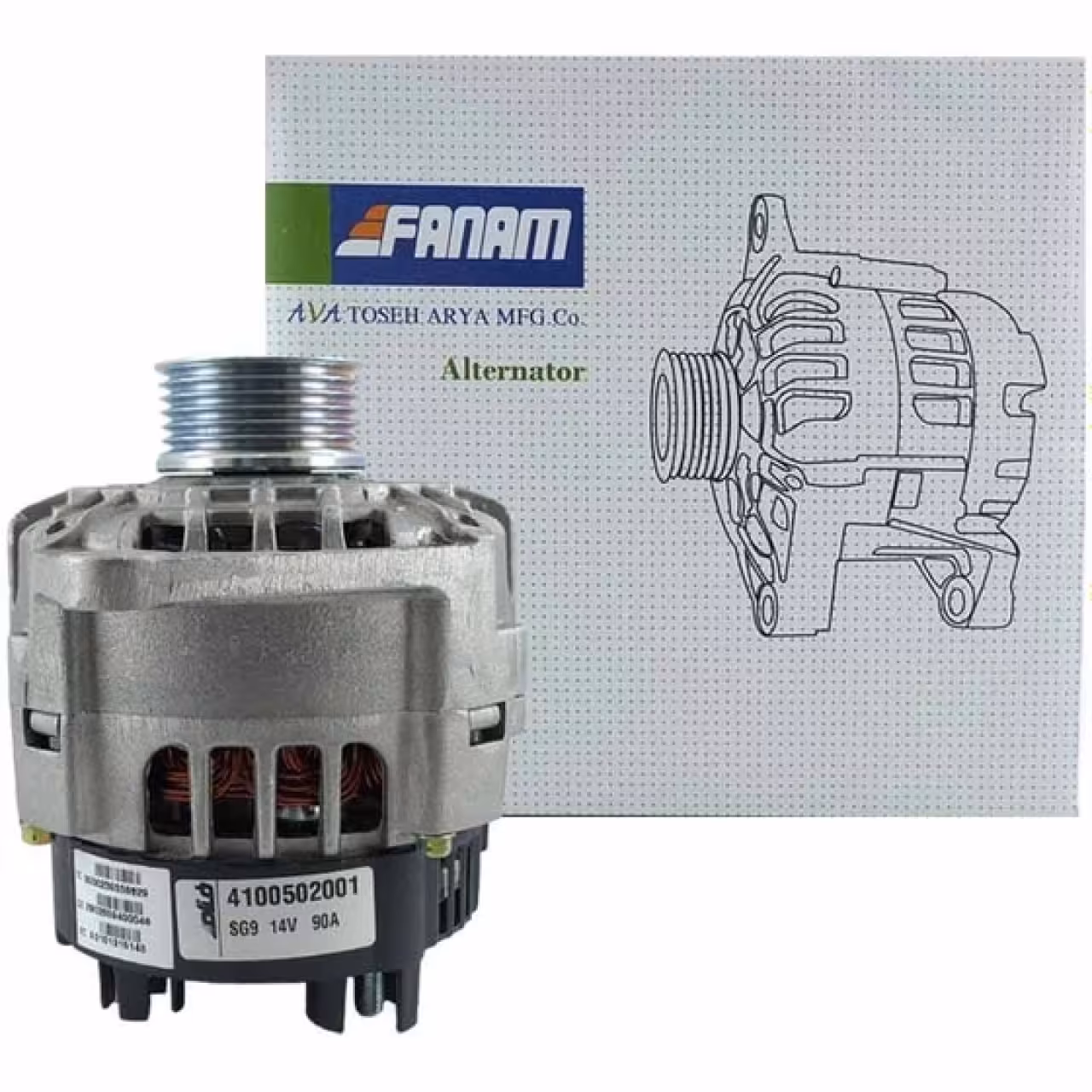 دینام طرح ولئو کد 221 برند 90 آمپر فنام مناسب برای پژو 405