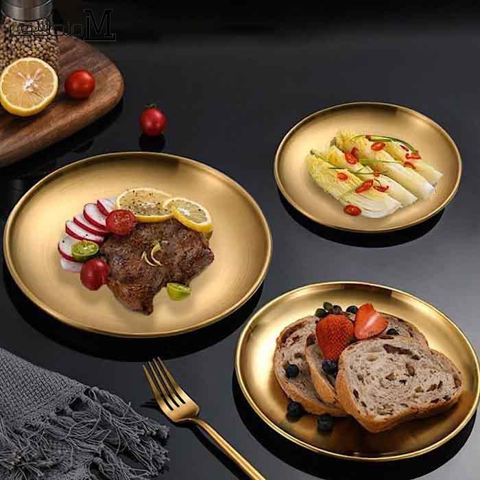 بشقاب استیل طلایی