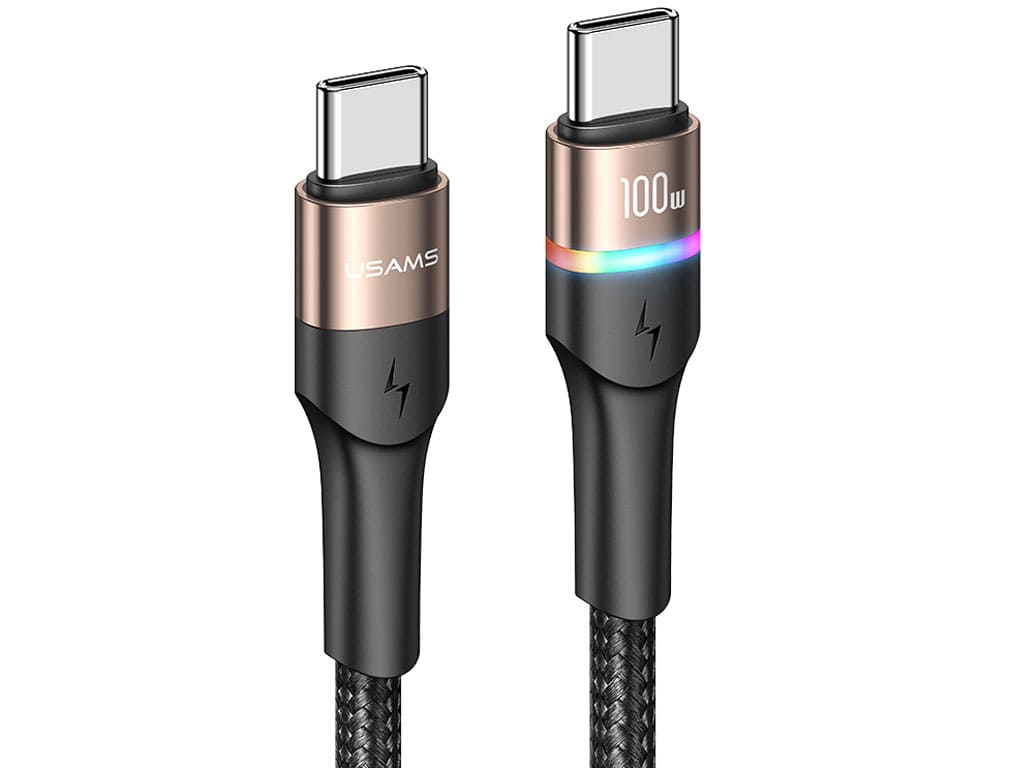 کابل دوسر تایپ سی 100 وات 1.2 متری یوسامز USAMS U76 Type-C to Type-C 100W PD Fast Charging &amp; Data Cable US-SJ537
