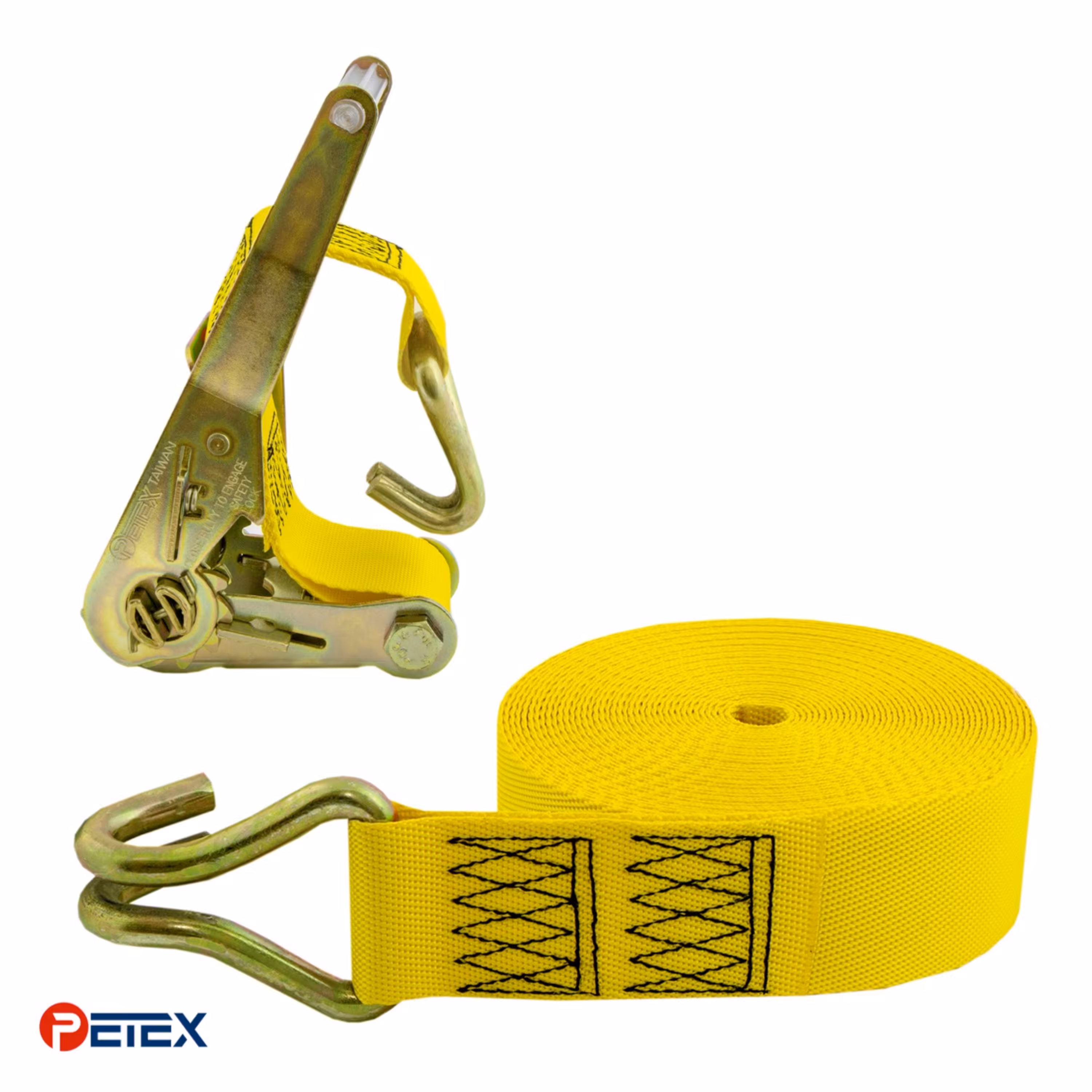 تسمه جغجغه 10 متری با مقاومت 3000 کیلوگرم با نوار پلی استر زرد ارتشی