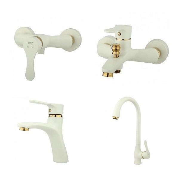 سری شیر اهرمی مدل صدف شیری طلایی برند راسان (پس کرایه)