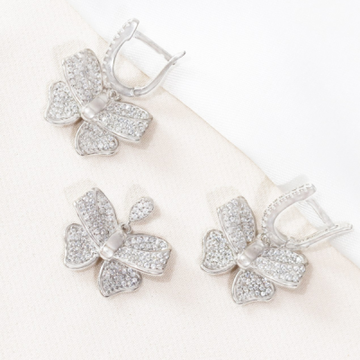 نیم ست نقره طرح پاپیونی درشت و مجلسی عیار 925 کد 4710