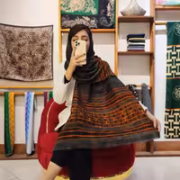 شال موهر حاشیه سنتی نارنجی پاییزه کد 8816