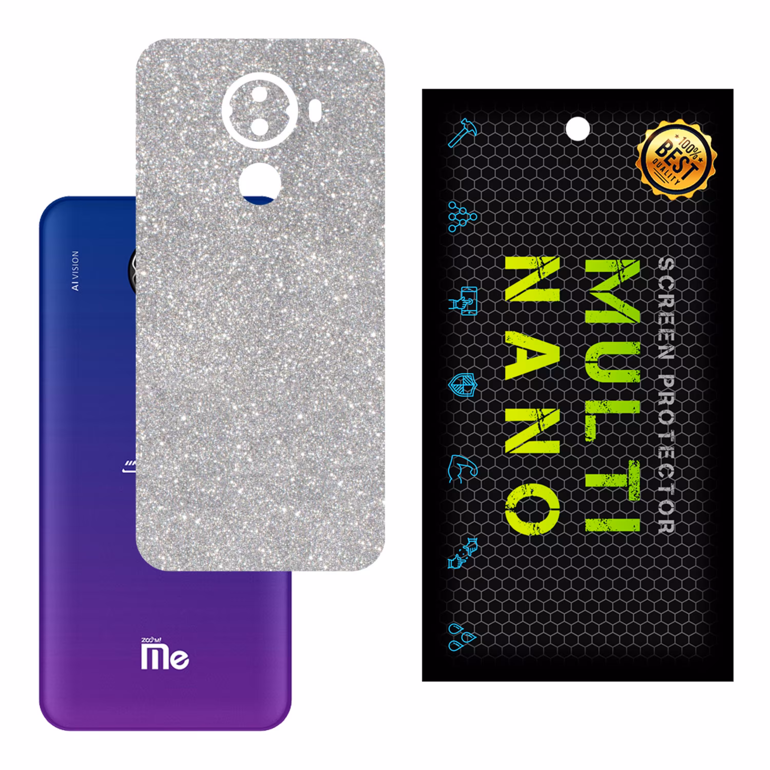 برچسب پوششی MultiNano مدل X-G1F-Silver برای پشت موبایل جی ال ایکس Zoom Me M1