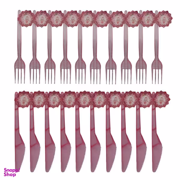 کارد و چنگال یکبار مصرف مدل بیبی دختر مجموعه 20 عددی