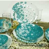 سرویس غذاخوری 26 پارچه آذین اوپال کد 812 فیروزه ای