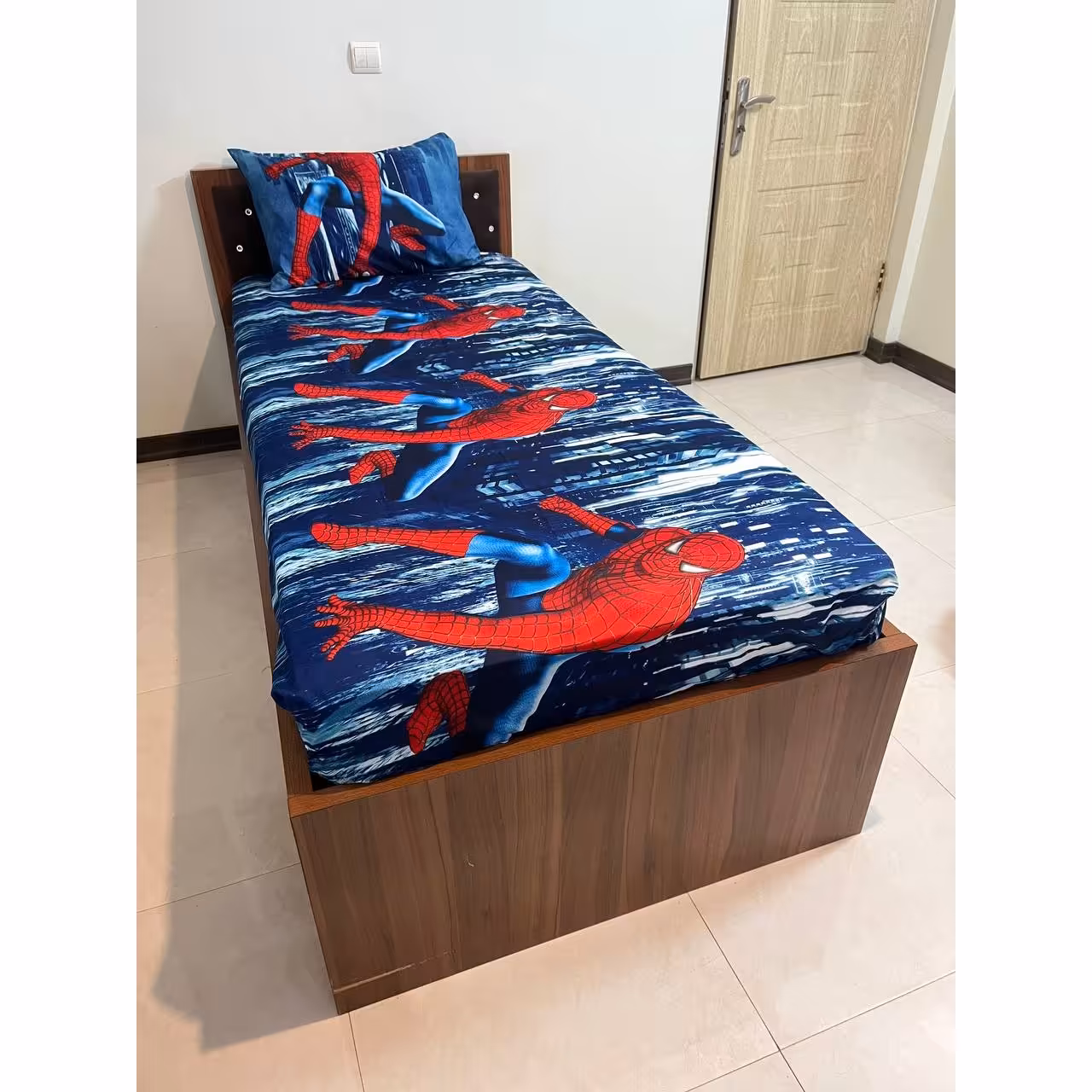 سرویس روتختی مدل کشدار طرح مرد عنکبوتی 1 نفره 2 تیکه