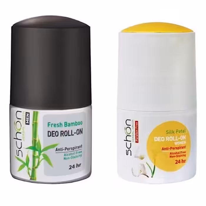 رول ضد تعریق مردانه شون مدل فرش بامبو حجم 50 میلی لیتر به همراه رول ضد تعریق زنانه مدل سیلک پتال 