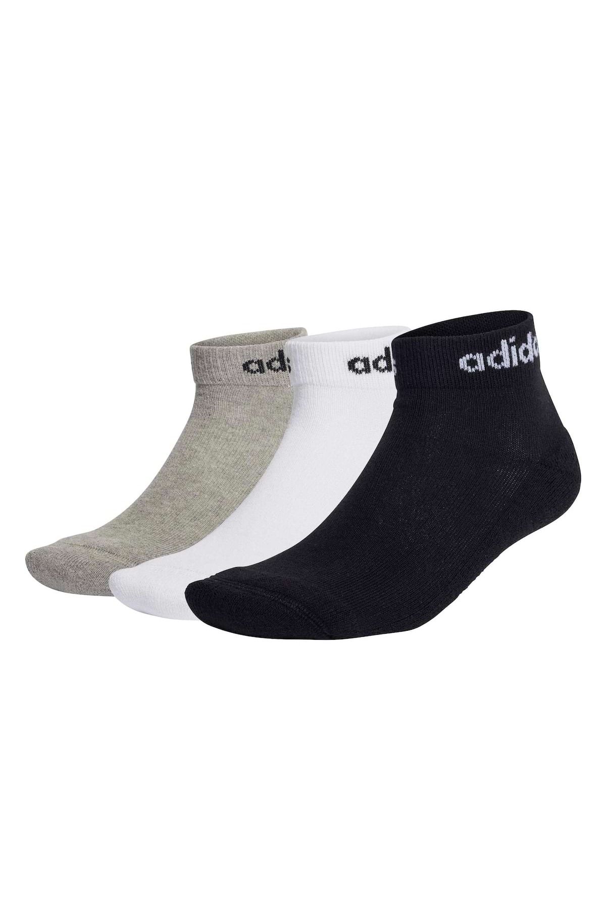جوراب چند رنگ مردانه و زنانه های مچ پا خطی کوسن 3 دوبله adidas