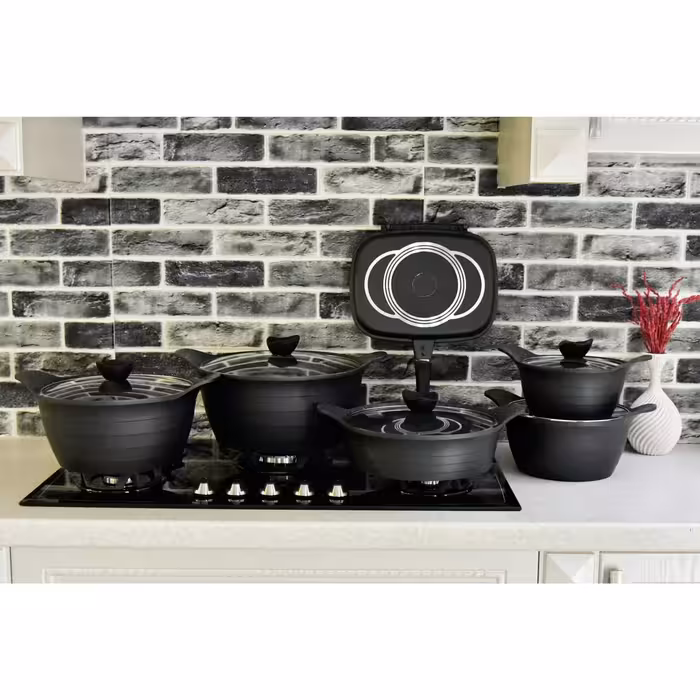 سرویس قابلمه 12 پارچه گرانیتی  مشکی  کروپ ست 