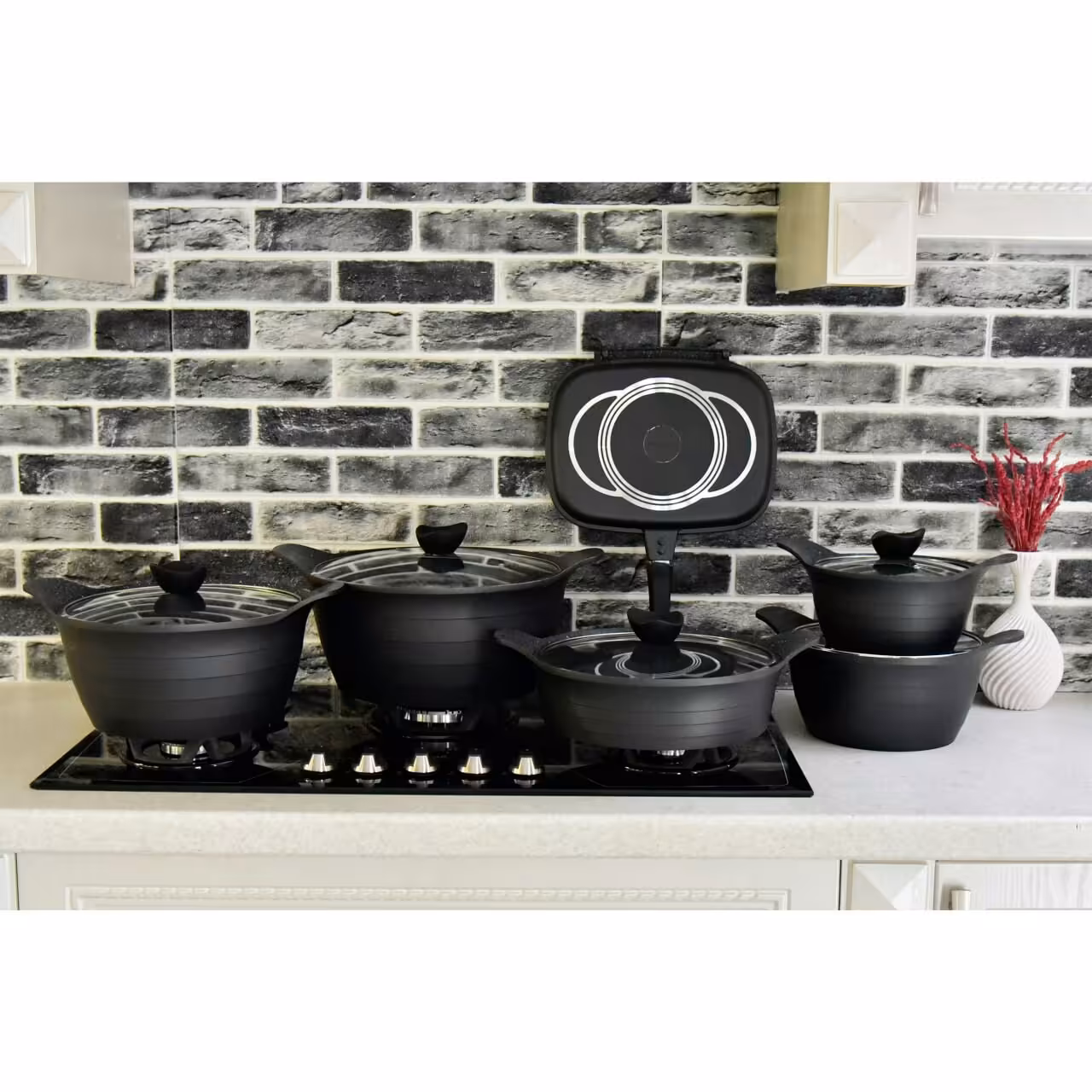 سرویس قابلمه 12 پارچه گرانیتی  مشکی  کروپ ست 