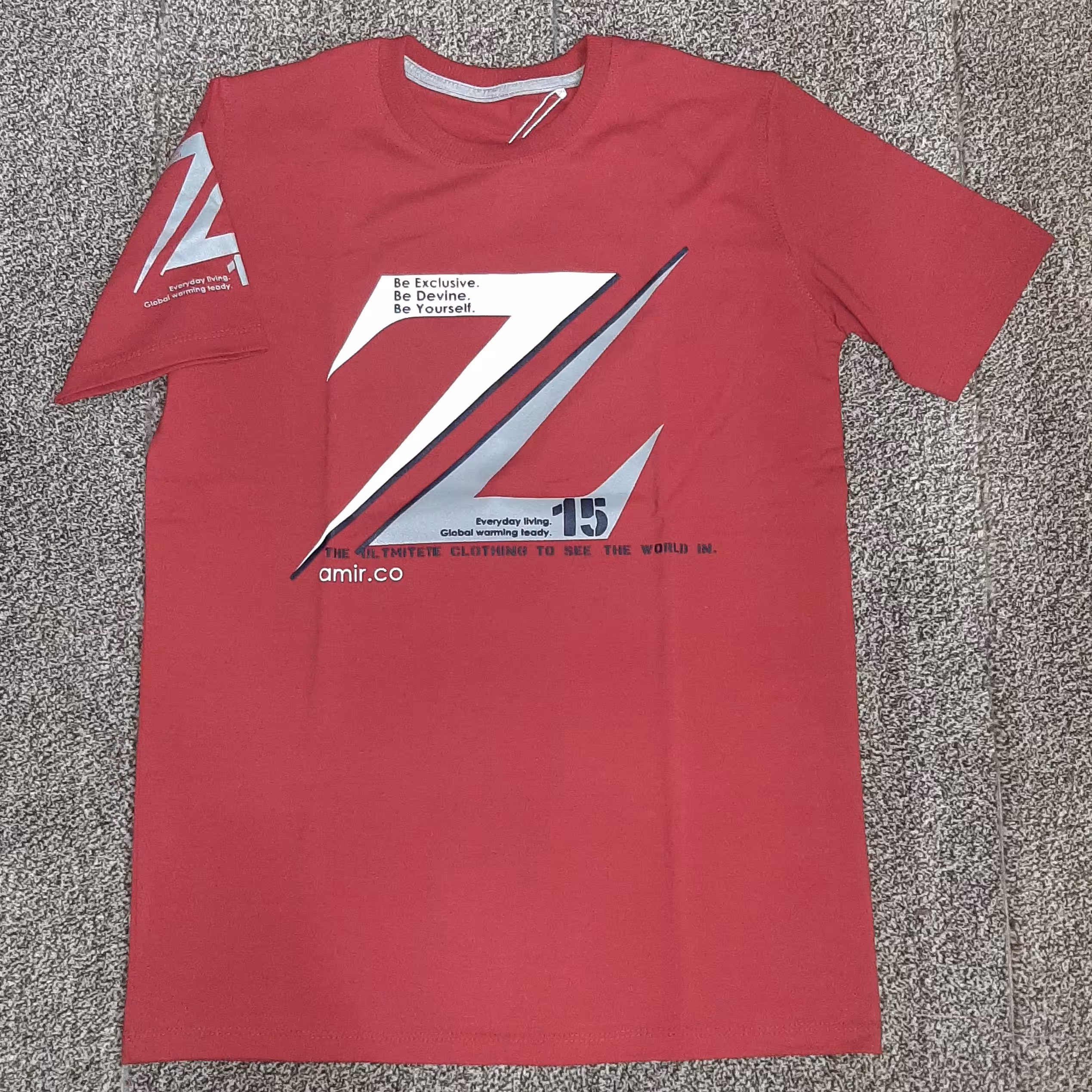 تیشرت تک پسرانه مدل(Z ) کد 20414 رنگ زرشکی با ارسال فوری و رایگان 