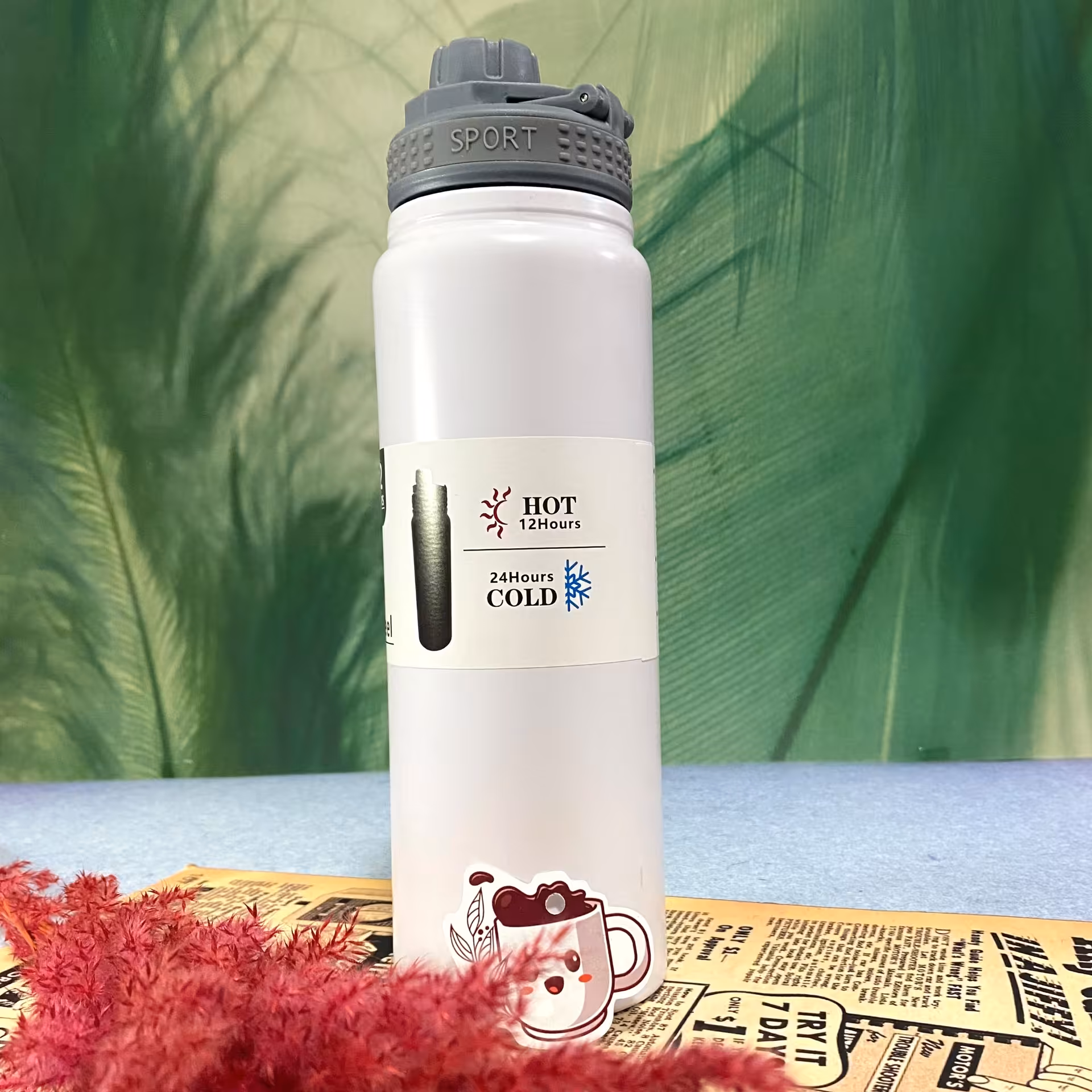 فلاسک مدل  قمقمه ای رنگ سفید گنجایش 0.75 لیتر