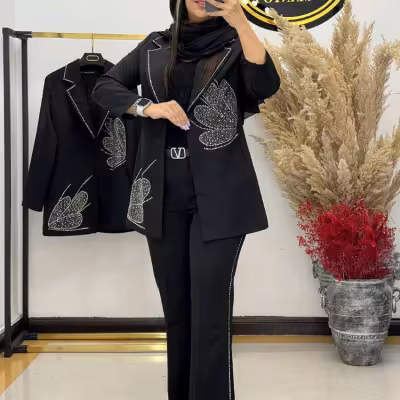 ست کت شلوار مجلسی طرح گل