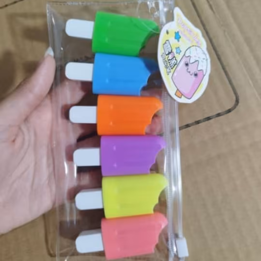 ماژیک هایلایتر بستنی شش رنگ با کیفیت وارداتی با ارسال فوری 