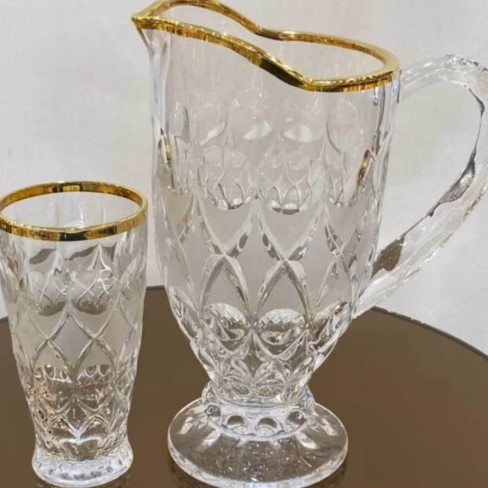 پارچ و لیوان  آنجلیکا لب طلایی برند ماجستی،6عدد لیوان و 1پارچ