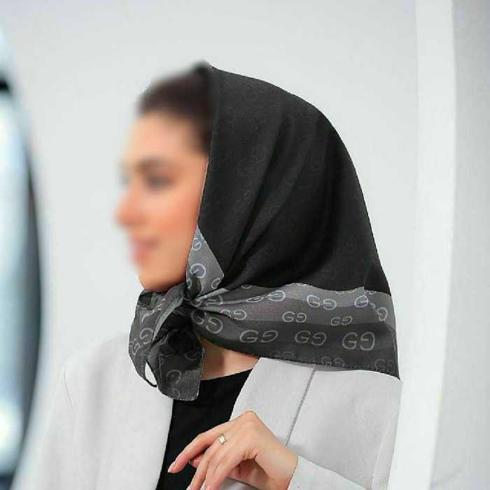 مینی اسکارف (باندانا) طرح  گوچی رنگ مشکی طوسی ارسال رایگان 