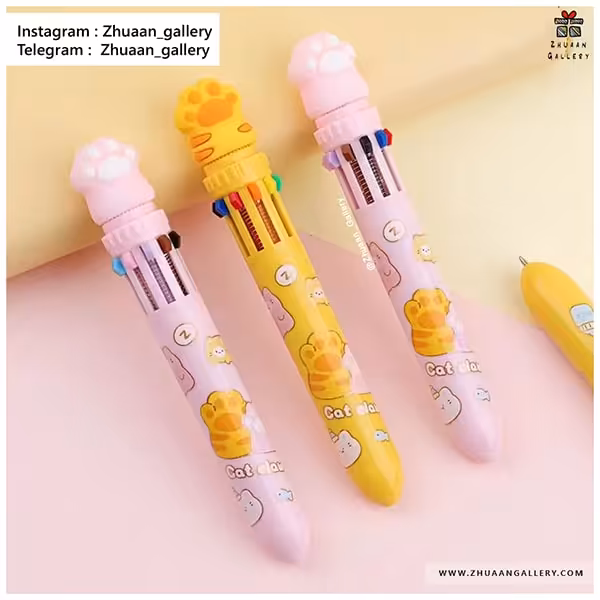 خودکار 10 رنگ Lucky Cat پنجه تپل