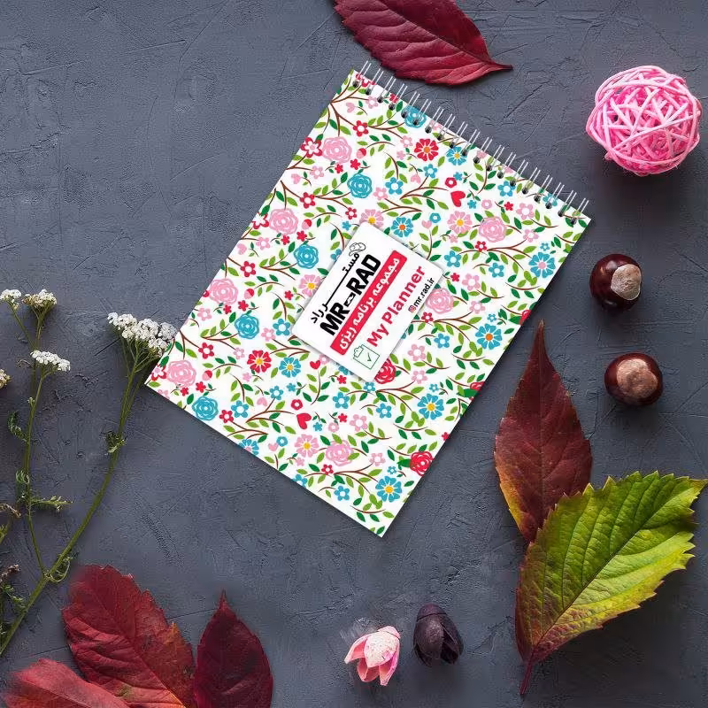 دفتر پلنر هفتگی گل گلی رنگارنگ افقی
