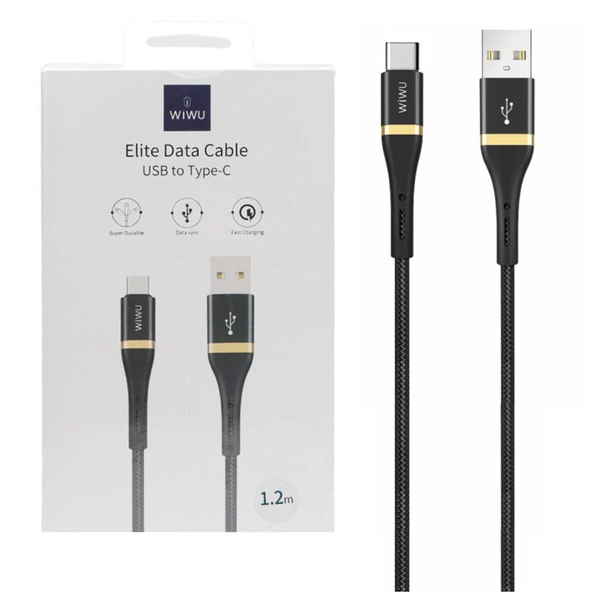 کابل شارژ فست 1.2 متری Wiwu Type-C مدل ED-101 - مشکی -برند درجه یک ویوو 