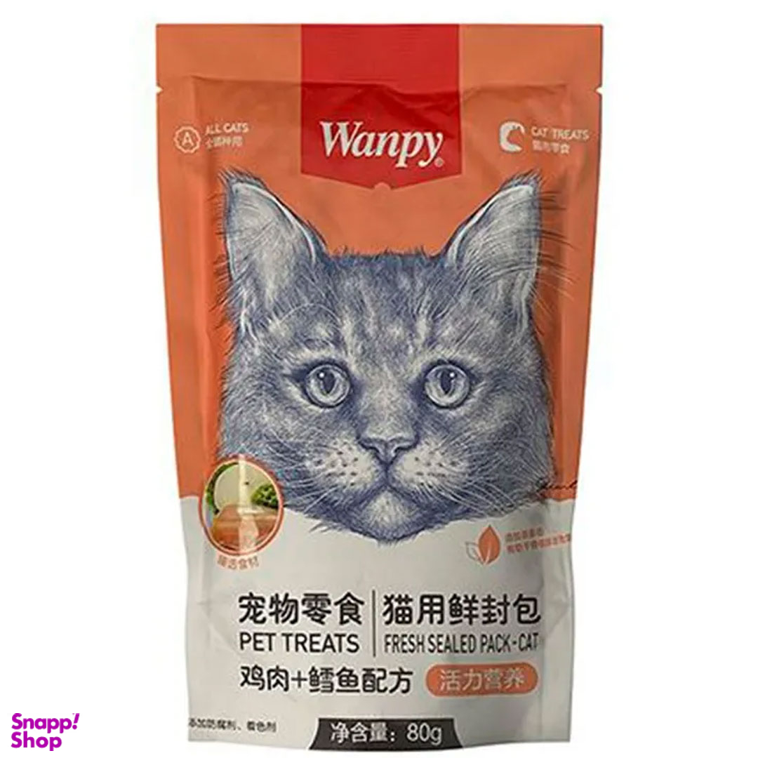پوچ گربه ونپی مدل Fish & Chicken با طعم مرغ و ماهی تن وزن 80 گرم