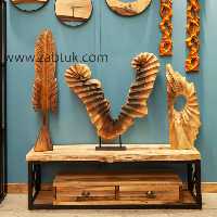 میز تلویزیون تمام چوب گردو با باکس 2 کشو